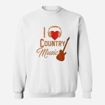 I Love Country Music Heart Design Country Western Sweatshirt | Crazezy DE