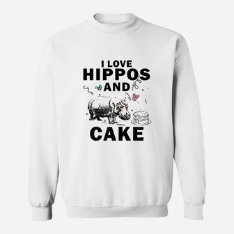 I Love Hippos And Cake Sweatshirt | Crazezy AU