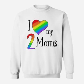 I Love My 2 Moms Pride Rainbow Heart Baby Sweatshirt | Crazezy