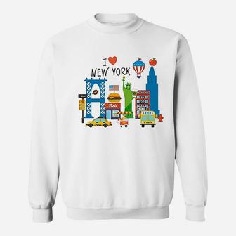 I Love New York City Ny Icons Souvenir Travel Gift Sweatshirt - Thegiftio UK
