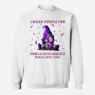 I Wear Purple For Crohn's & Colitis Awareness Gift Gnome Sweatshirt | Crazezy DE