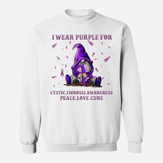 I Wear Purple For Cystic Fibrosis Awareness Gift Gnome Sweatshirt | Crazezy