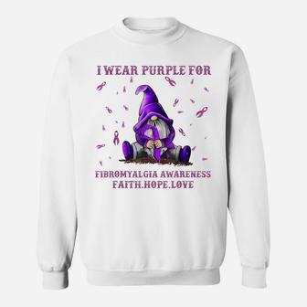 I Wear Purple For Fibromyalgia Awareness Costume Gnome Lover Sweatshirt | Crazezy DE