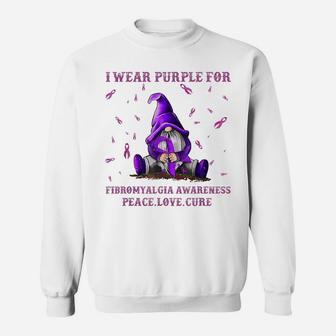 I Wear Purple For Fibromyalgia Awareness Gift Gnome Sweatshirt | Crazezy DE