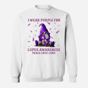 I Wear Purple For Lupus Awareness Gift Gnome Lover Sweatshirt | Crazezy