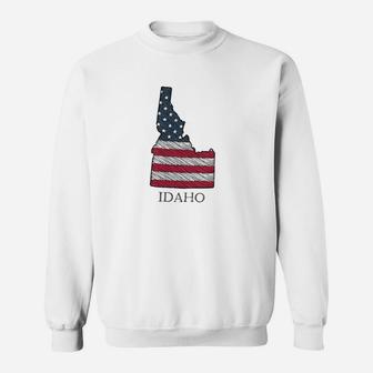 Idaho United States Flag Patriotic Map Id Sweatshirt | Crazezy