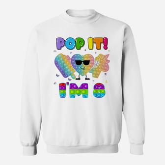 I'm 8 Years Old 8Th Birthday Unicorn Theme Girls Pop It Fidg Sweatshirt | Crazezy