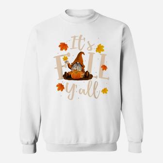 It's Fall Y'all Cute Gnomes Pumpkin Autumn Tree Fall Leaves Sweatshirt | Crazezy