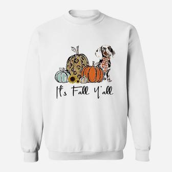 Its Fall Yall Yellow Dachshund Dog Leopard Pumpkin Falling Sweatshirt | Crazezy