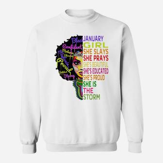 January Birthday Shirts For Women - Black African Queen Gift Sweatshirt | Crazezy DE
