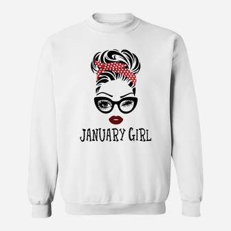 January Girl Woman Face Wink Eyes Lady Face Birthday Gifts Sweatshirt | Crazezy CA