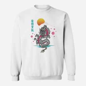 Japanese Aesthetic Dragon Asian Demon Spirit Sakura Tattoo Sweatshirt | Crazezy