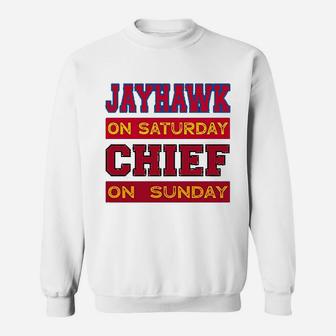 Jayhawk On Saturday Chief On Sunday Sweatshirt - Thegiftio UK