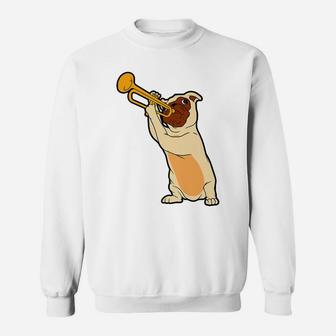 Jazz Dog Trumpet Funny Puppy Musician Cute Animal Playing Sweatshirt | Crazezy AU