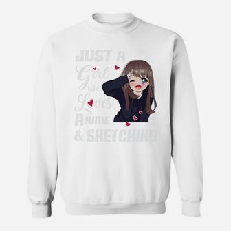 Just A Girl Who Loves Anime And Sketching Drawing Sweatshirt | Crazezy DE