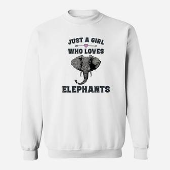 Just A Girl Who Loves Elephants Elephant Gift Girls Sweatshirt - Thegiftio UK