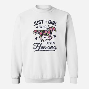 Just A Girl Who Loves Horses Horse Riding Women Gifts Sweatshirt | Crazezy