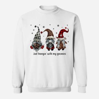 Just Hangin With My Gnomies Santa Gnome Christmas Raglan Baseball Tee Sweatshirt | Crazezy UK