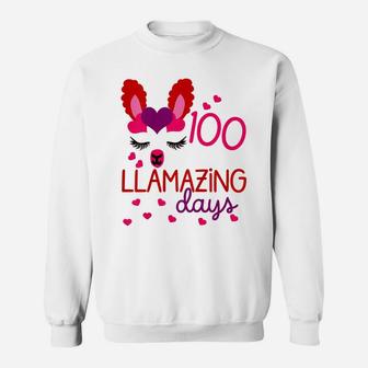 Kids 100 Days Of School Gift For Little Girls 100 Llamazing Days Sweatshirt | Crazezy