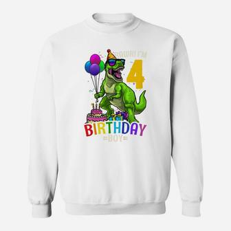 Kids 4Th Birthday Boy T Rex Dinosaur Dino Party Gift Sweatshirt | Crazezy CA