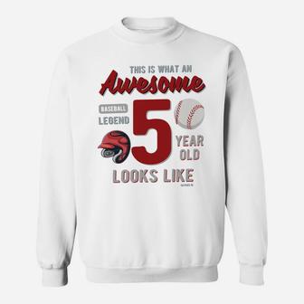 Kids 5Th Birthday Gift Awesome 5 Year Old Baseball Legend Sweatshirt | Crazezy UK