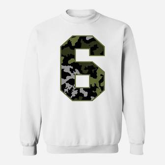 Kids 6Th Birthday Gift Army Green Camo Number Sweatshirt | Crazezy UK