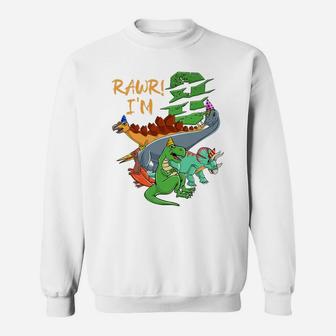 Kids Dino Rawr I'm 8Th Birthday Dinos 8 Year Old Boys Dinosaur Sweatshirt | Crazezy DE