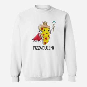 Kids Funny Pizza Queen Salami Pizza Fast Food Girl Sweatshirt | Crazezy DE