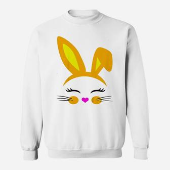 Kids Girls Easter Bunny Face With Flower Toddler Baby Daughter Sweatshirt | Crazezy