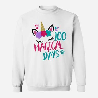 Kids Happy 100Th Day Of School Unicorn 100 Magical Days Sweatshirt | Crazezy