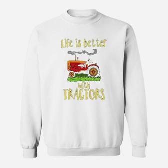 Kids I Love Tractors Gift Kids, Boys Life Is Better With Tractors Sweatshirt - Thegiftio UK
