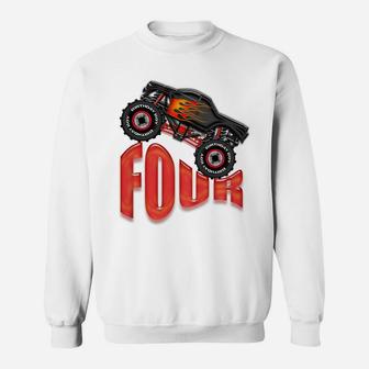 Kids Monster Truck, Birthday Boy, 4Th Birthday T-Shirt Sweatshirt | Crazezy UK