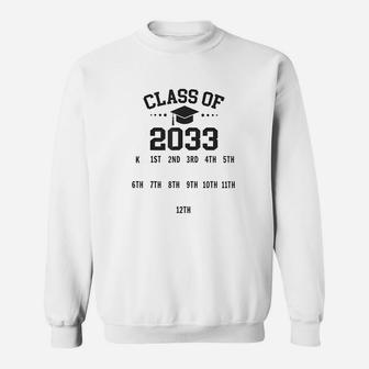 Kindergarten Class Of 2033 Grow With Me Space For Handprints Sweatshirt - Thegiftio UK