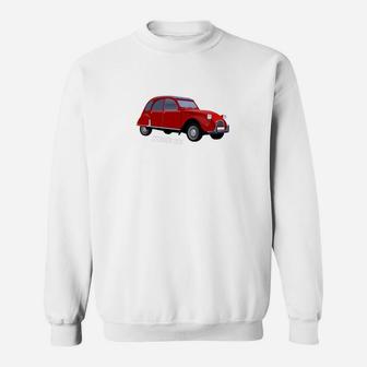 Klassisches Auto Design Sweatshirt in Weiß, Retro Fahrzeug Tee - Seseable