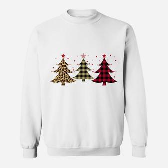 Leopard And Red Buffalo Plaid Xmas Tree Merry Christmas Sweatshirt Sweatshirt | Crazezy DE