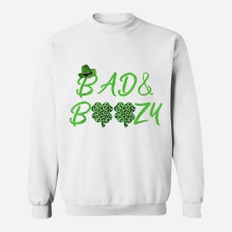 Leopard Bad And Boozy Shirt Funny St Patrick Day Drinking Sweatshirt | Crazezy