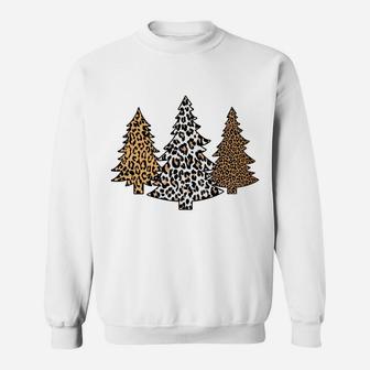Leopard Christmas Trees Cheetah Animal Print Holiday Xmas Sweatshirt | Crazezy