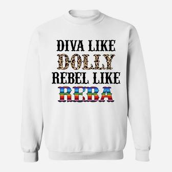 Leopard Diva Like Dolly Rebel Like Reba Sweatshirt Sweatshirt | Crazezy