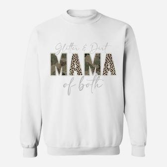 Leopard Glitter Dirt Mom Mama Of Both Camouflage Mothers Day Sweatshirt | Crazezy