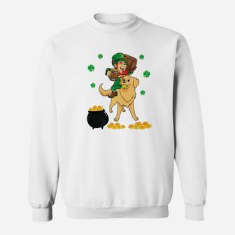 Leprechaun Ride Golden Retriever Drink Beer Gold Shirt Sweatshirt - Thegiftio UK