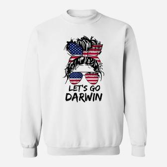 Lets Go Darwin, Let’S Go Darwin Messy Bun America Flag Sweatshirt | Crazezy