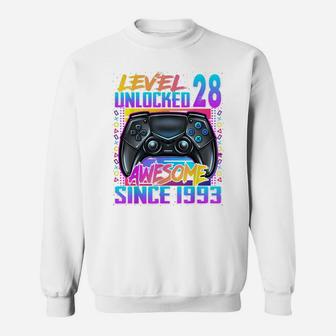 Level 28 Unlocked Awesome Since 1993 28Th Birthday Gaming Sweatshirt | Crazezy