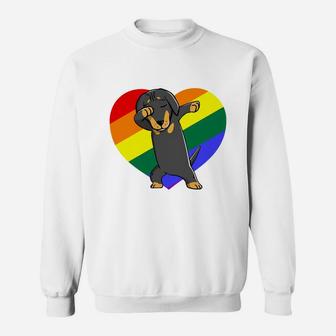 Lgbt Dachshund Dabbing Dog Breeds Funny Gift Sweatshirt - Seseable