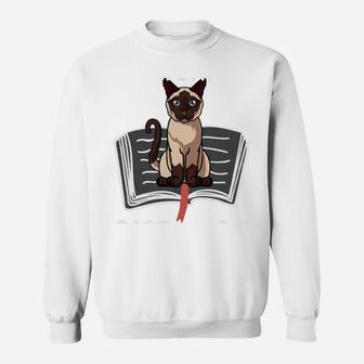 Life Is Better With Books & Cats Funny Siamese Cat Sweatshirt Sweatshirt | Crazezy UK