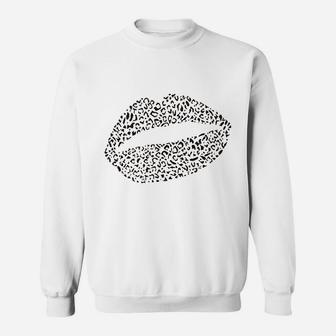 Lips Leopard Animal Print Kiss Pout Love Sweatshirt | Crazezy