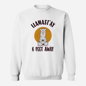 Llamast Ay 6 Feet Away Funny Llama Yoga Sweatshirt - Thegiftio UK