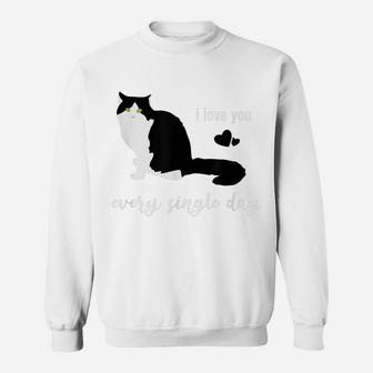 Love Black Cat With Heart For A Single Valentine Day Gift Sweatshirt | Crazezy AU