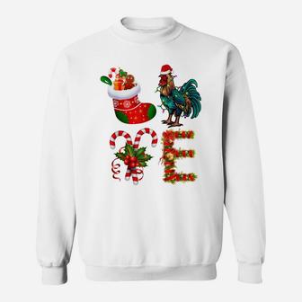 Love Chicken Christmas Lights Funny Santa Hat Christmas Sweatshirt | Crazezy DE