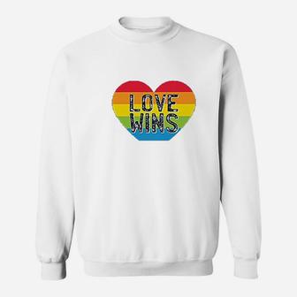 Love Wins Pride Rainbow Heart Sweatshirt | Crazezy