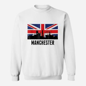 Manchester England Cityscape Skyline British Flag Sweatshirt - Thegiftio UK